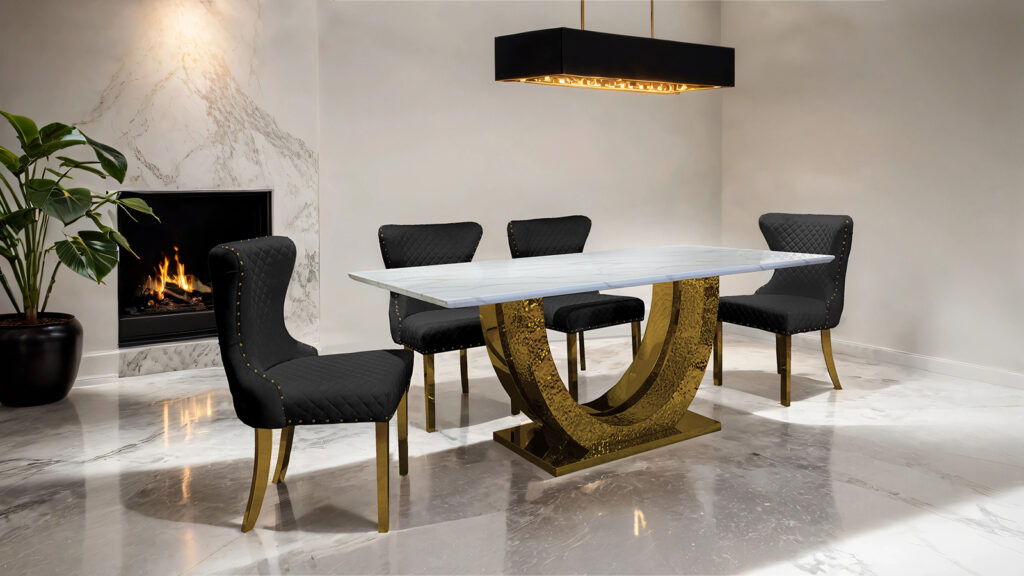Portanova Dining Table, Gold