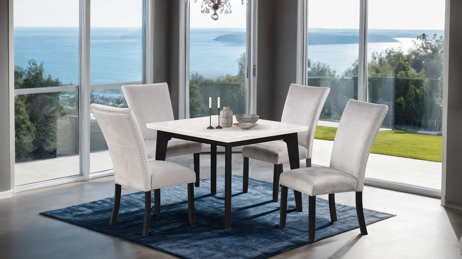 Square Dining Marble Top Table
