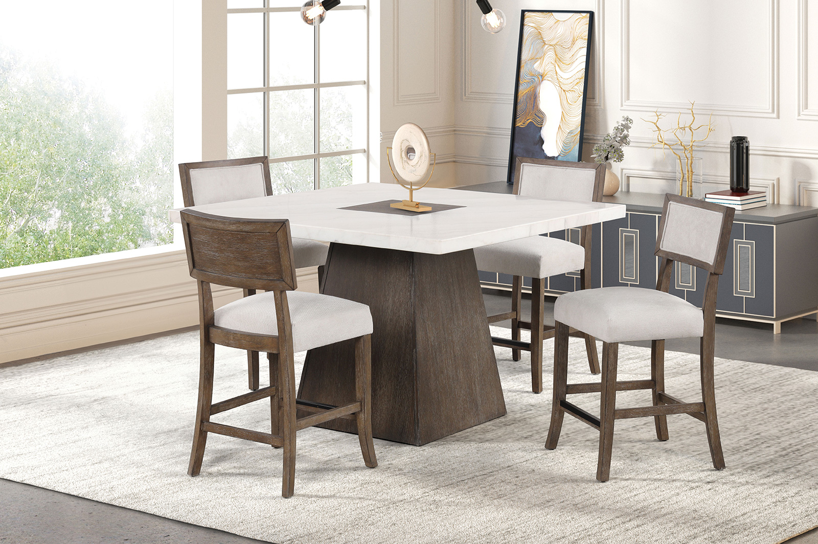 Counter Ht. Dining Table Base, Dark Brown