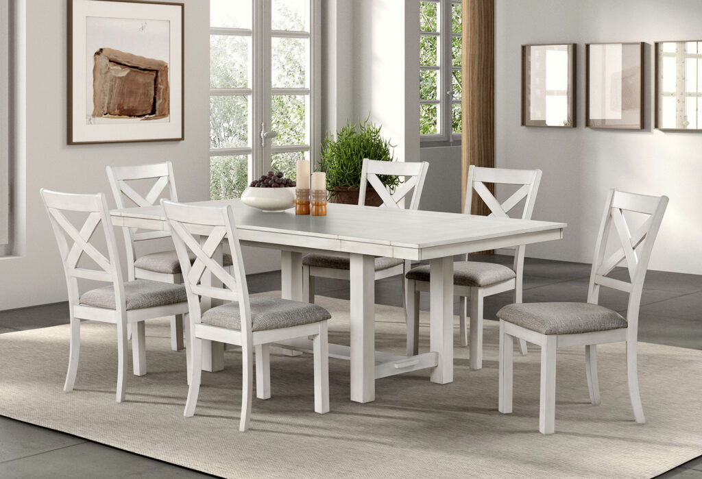 Ferrone Dining Table, Rustic White Oak