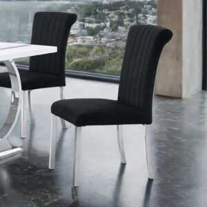 Black Side Chair (2/CTN), Silver Frame