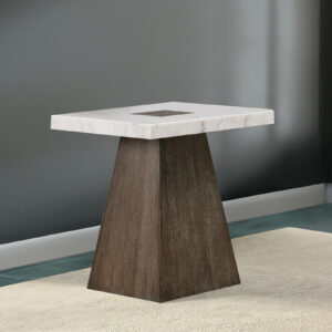 Square End Table, Dark Walnut/White