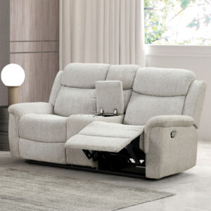 Loveseat w/ Console, Light Gray