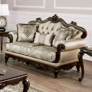 Loveseat, Dark Cherry/Beige