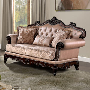 Loveseat, Dark Cherry/Light Brown