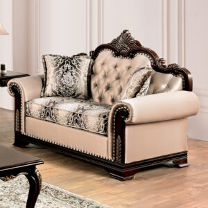 Loveseat, Dark Cherry/Beige