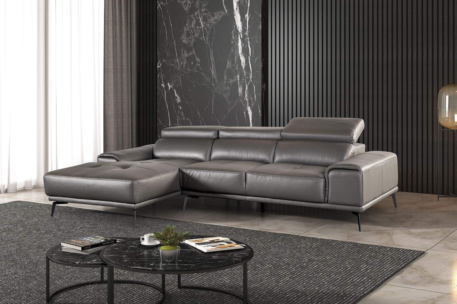 Raf 1 Arm Chaise, Dark Gray