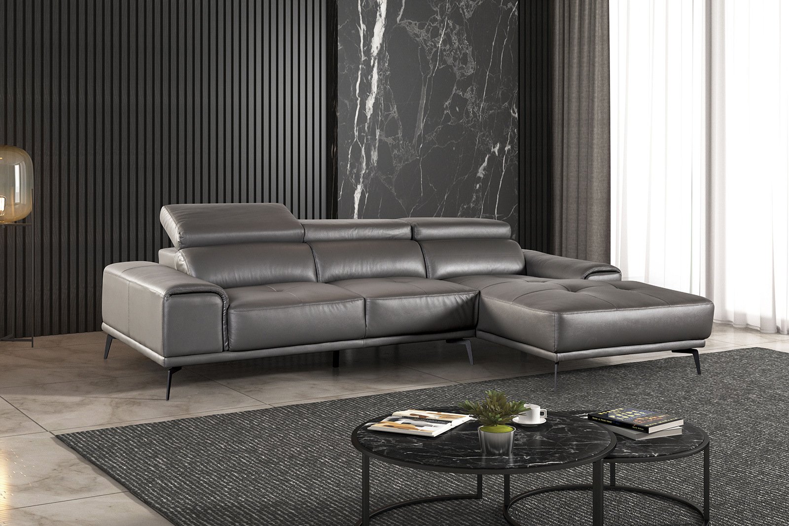 Raf 1 Arm Chaise, Dark Gray