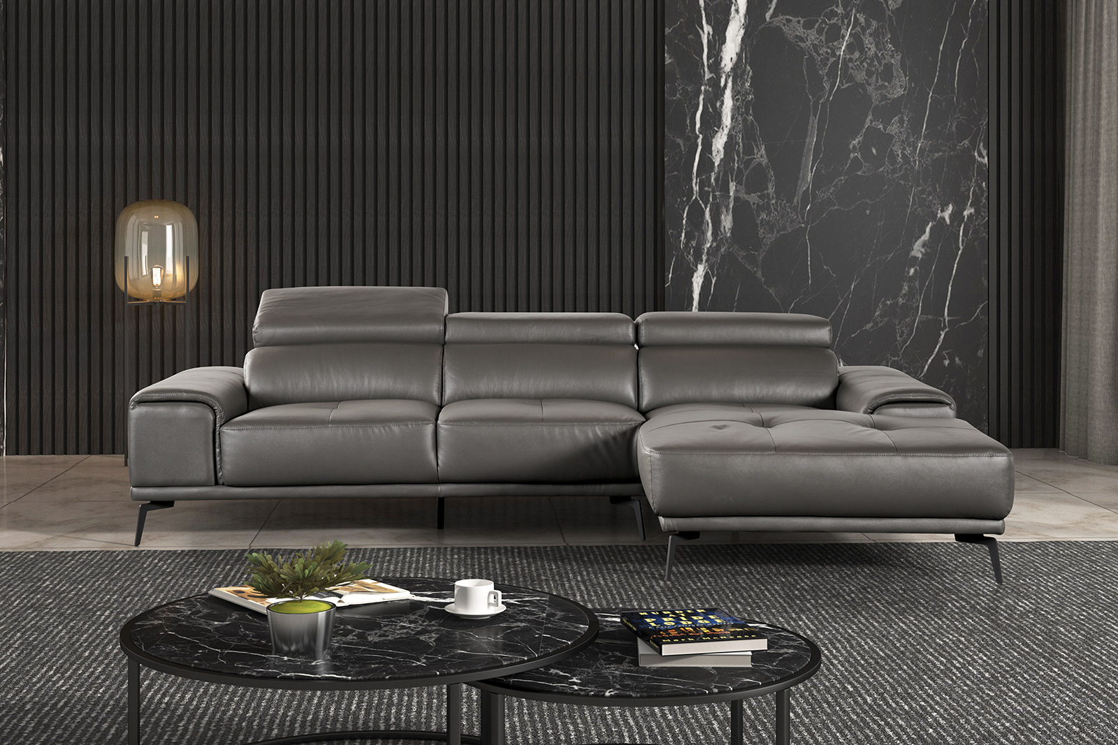 Raf 1 Arm Chaise, Dark Gray