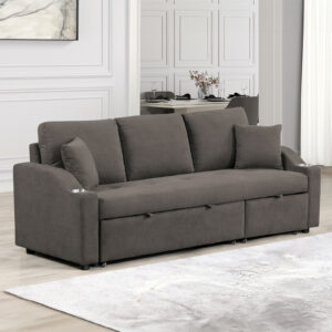 Sleeper Sofa w/ Cupholder, Gray