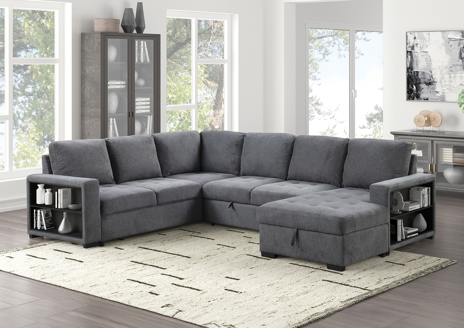 Armless Loveseat w/ Pull-Out Slepper