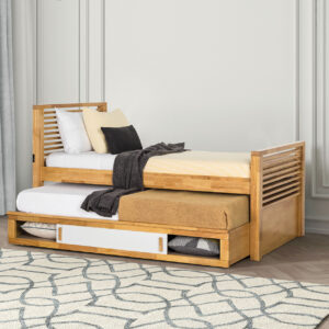 Full Captain Bed w/ Trundle, Light Oak