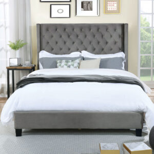 Upholstered Eastern King Size Bed Hb, 13Pcs Slats, 8 Pcs Support Legs, Ryleigh