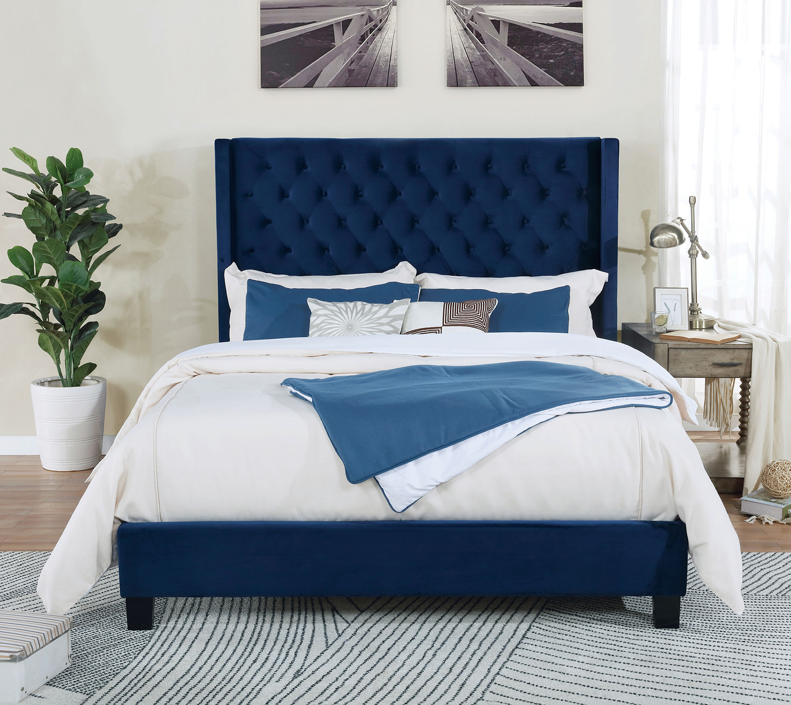 Upholstered Eastern King Size Bed Rails, 2Pcs Center, Ryleigh