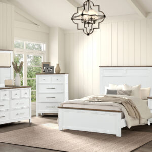Twin Bed, White/Dark Brown