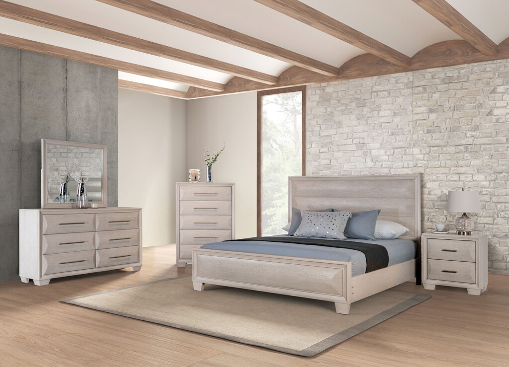 Queen Bed, White Oak