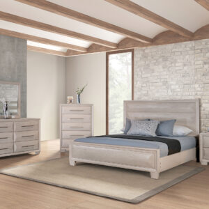 E.King Bed, White Oak