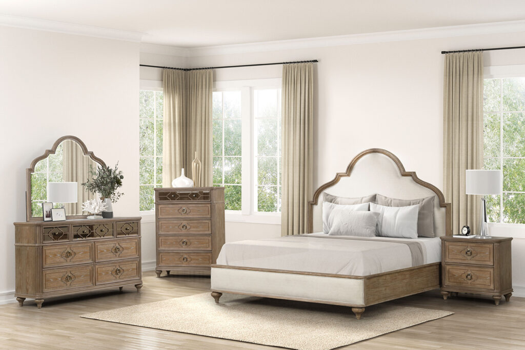 Lyris E.King Bed, Rustic Oak