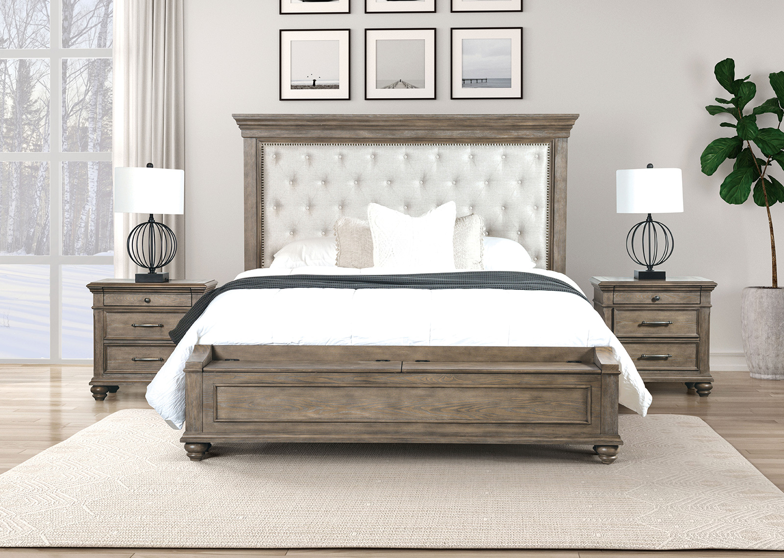 Queen Panel Bed Storage Fb (K/D Leg)
