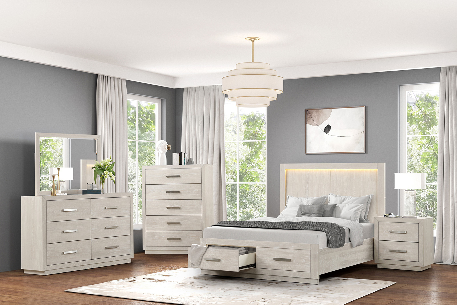 King Storage Footboard + Slats + Drawers