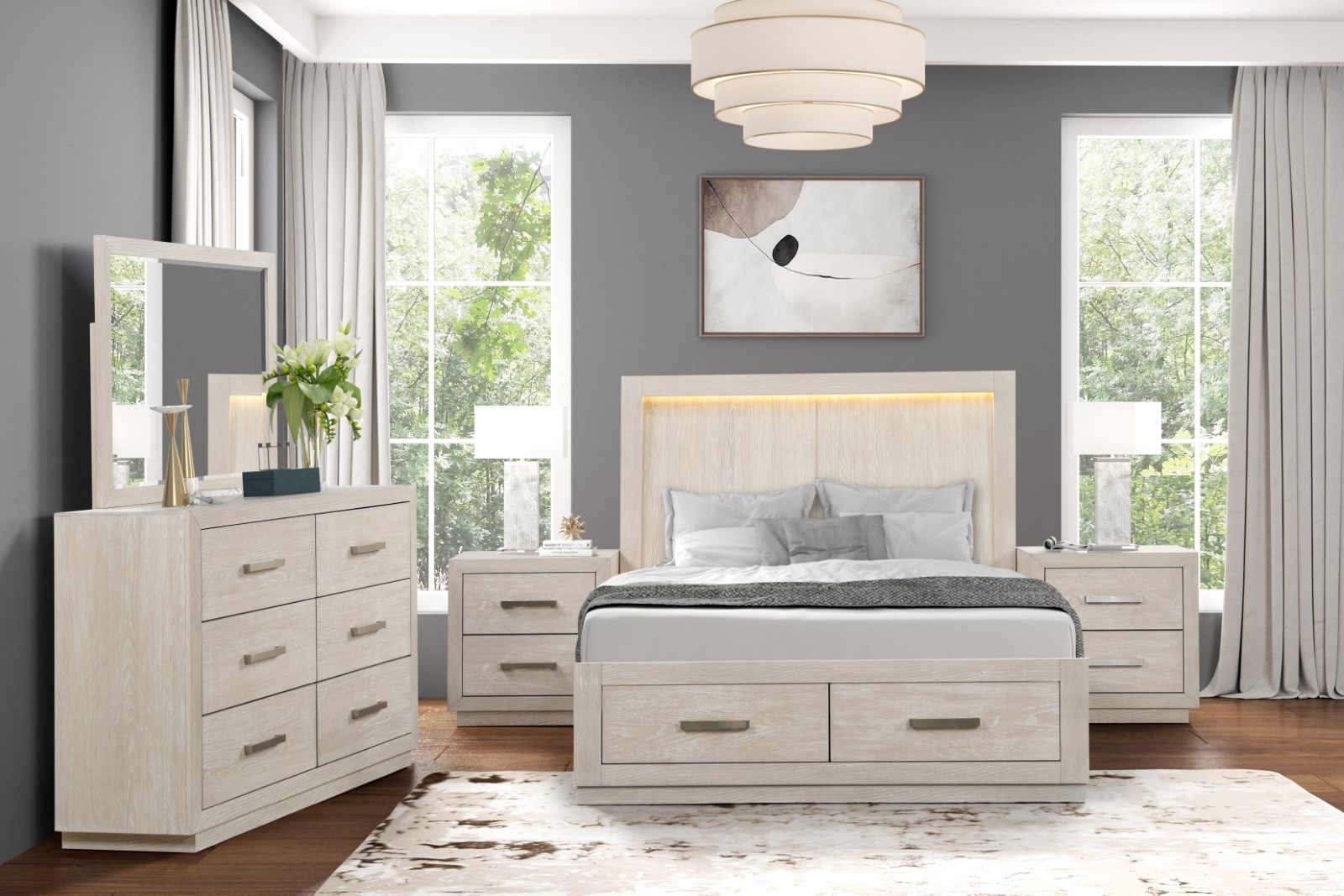 King Storage Footboard + Slats + Drawers