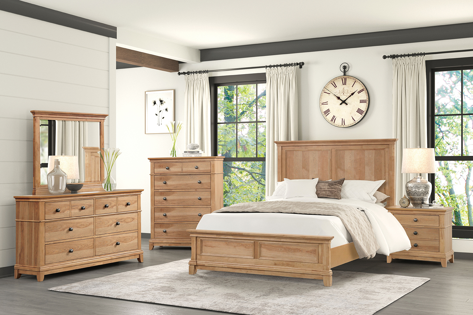 Twin Bed, Natural Oak