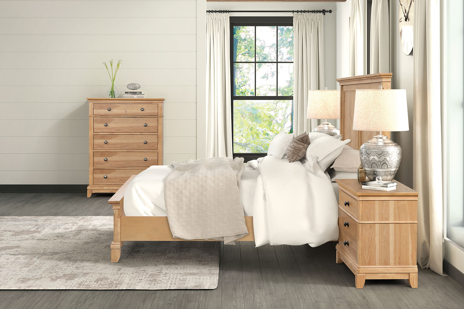 Twin Bed, Natural Oak
