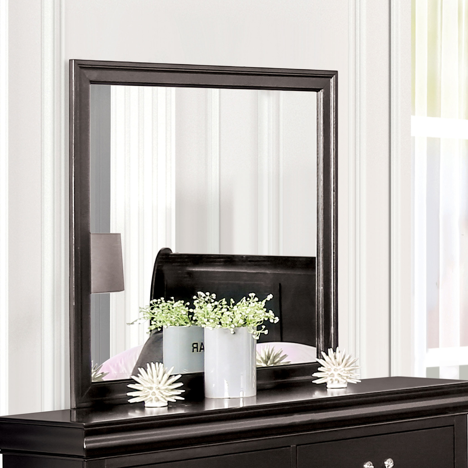 Queen Bed - HB, FB, 4 Pc. Slats Supports, Black