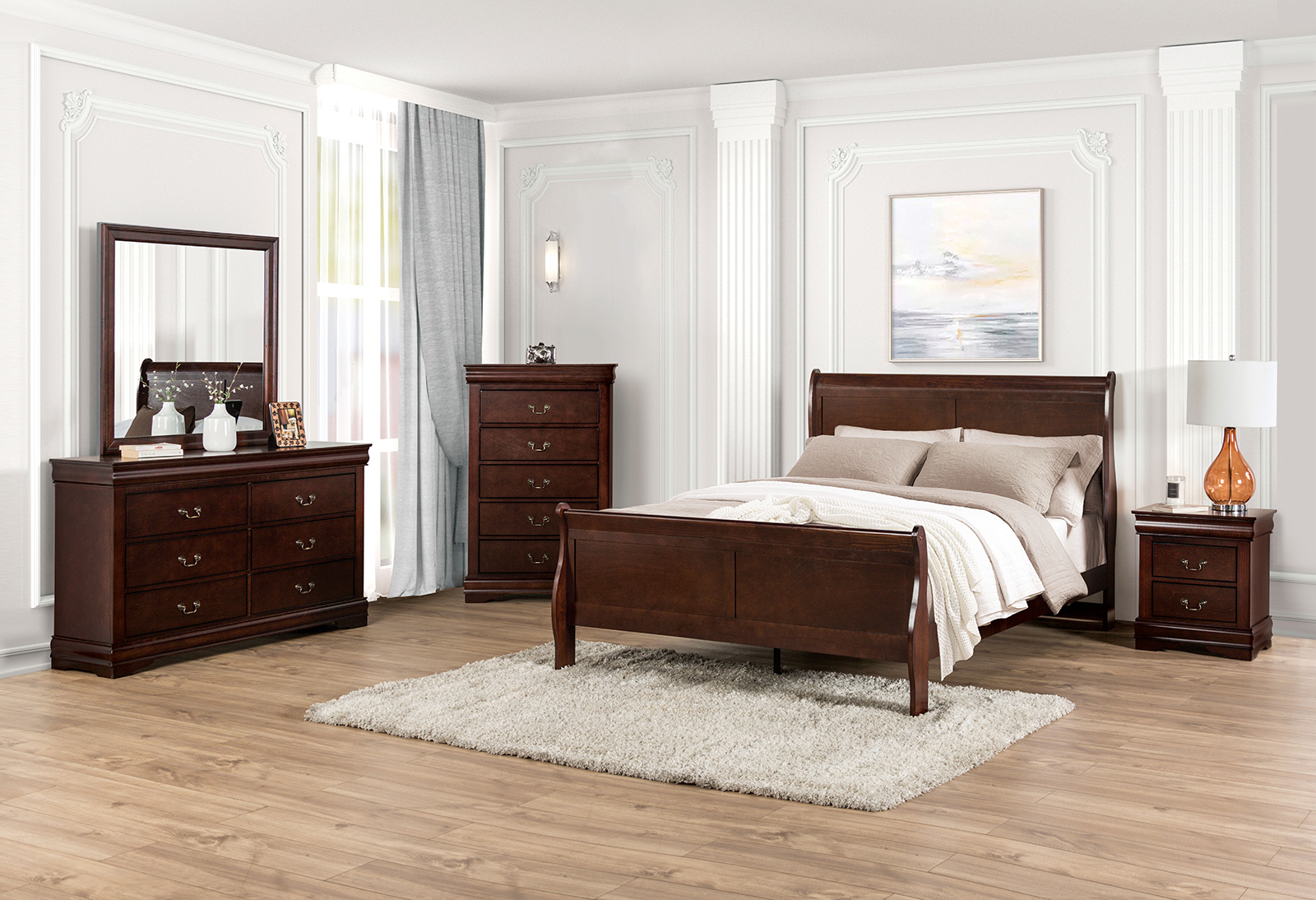 Full HB, FB, 4 Pc. Slats Supports, Cherry