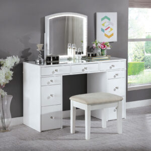 Vanity Set - Mirror w/ Led Light, Stool, Vanity Table Bottom Cabinet