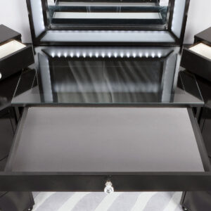 Vanity Set - Vanity Table With 8mm Clear Tempered Glass Top & Stool
