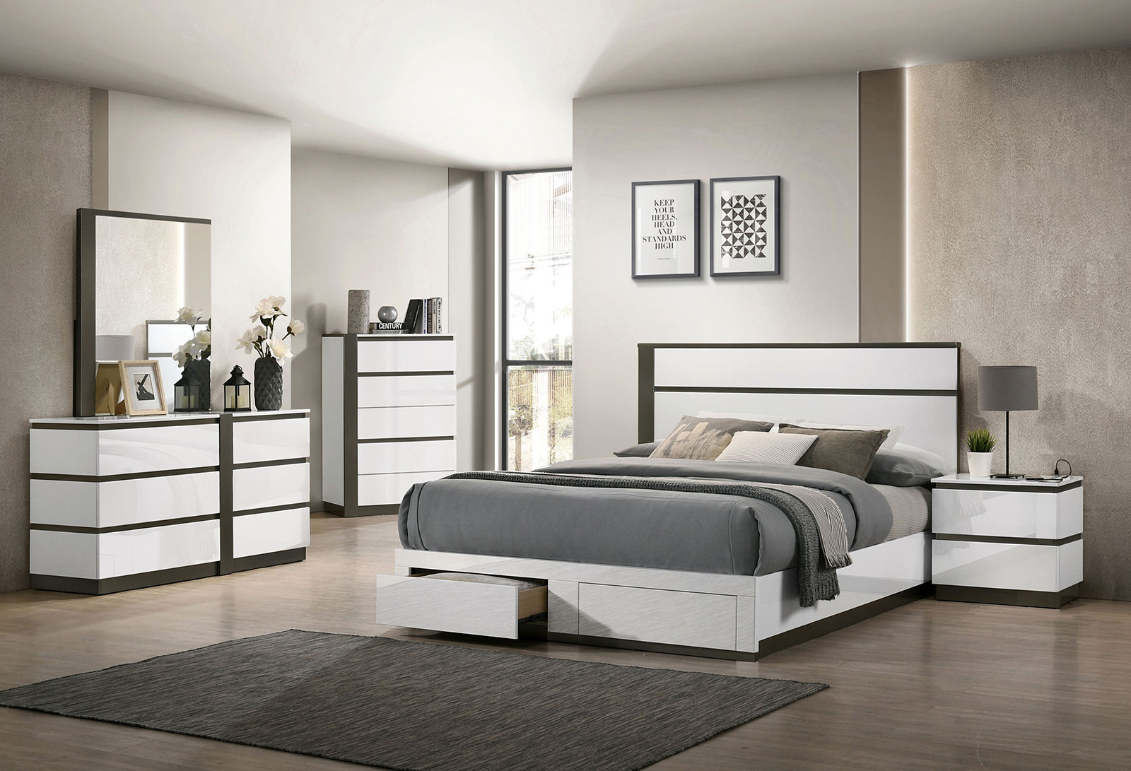 Cal.King Bed Rails, 5pcs Slats+6pcs concealed panels