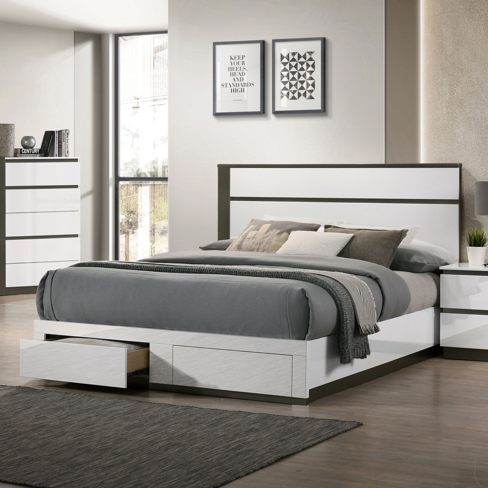 Cal.King Bed Rails, 5pcs Slats+6pcs concealed panels