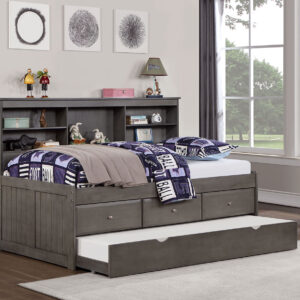 Twin Daybed - Rails, 3 Pc Drawers, Dark Gray