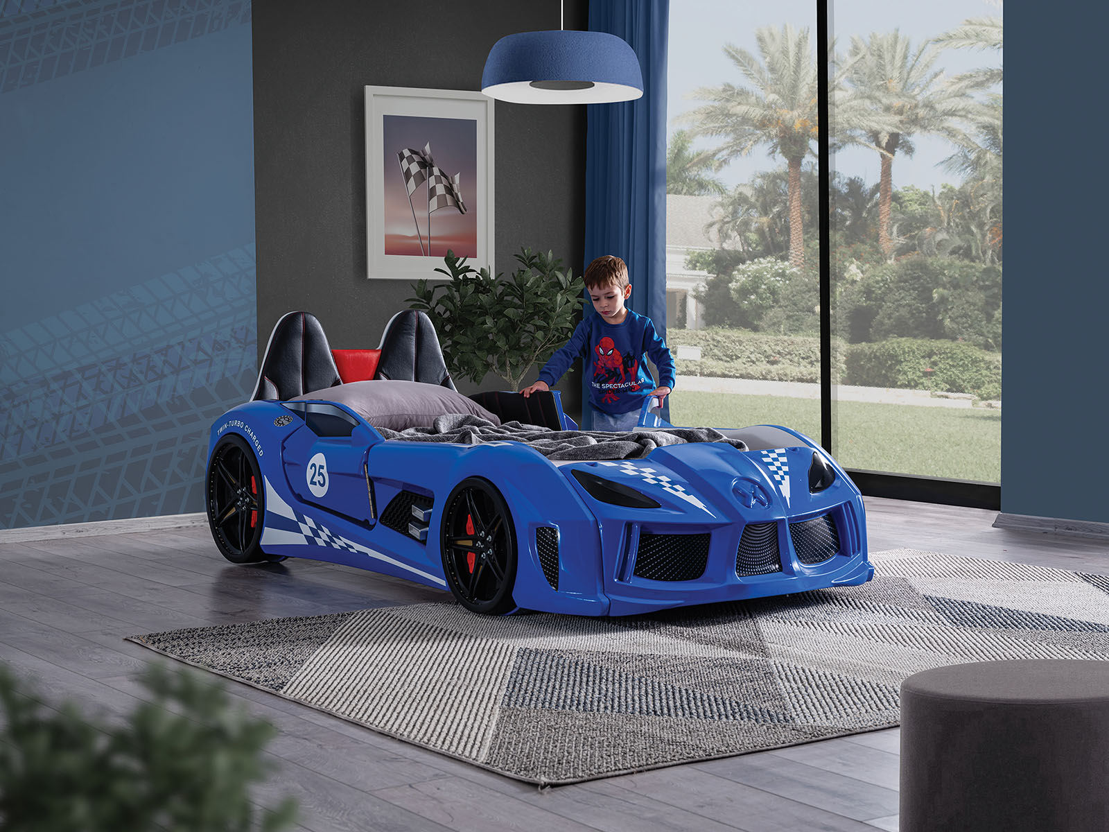 Twin Car Bed, Blue