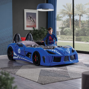 Twin Car Bed - Slat System, Blue