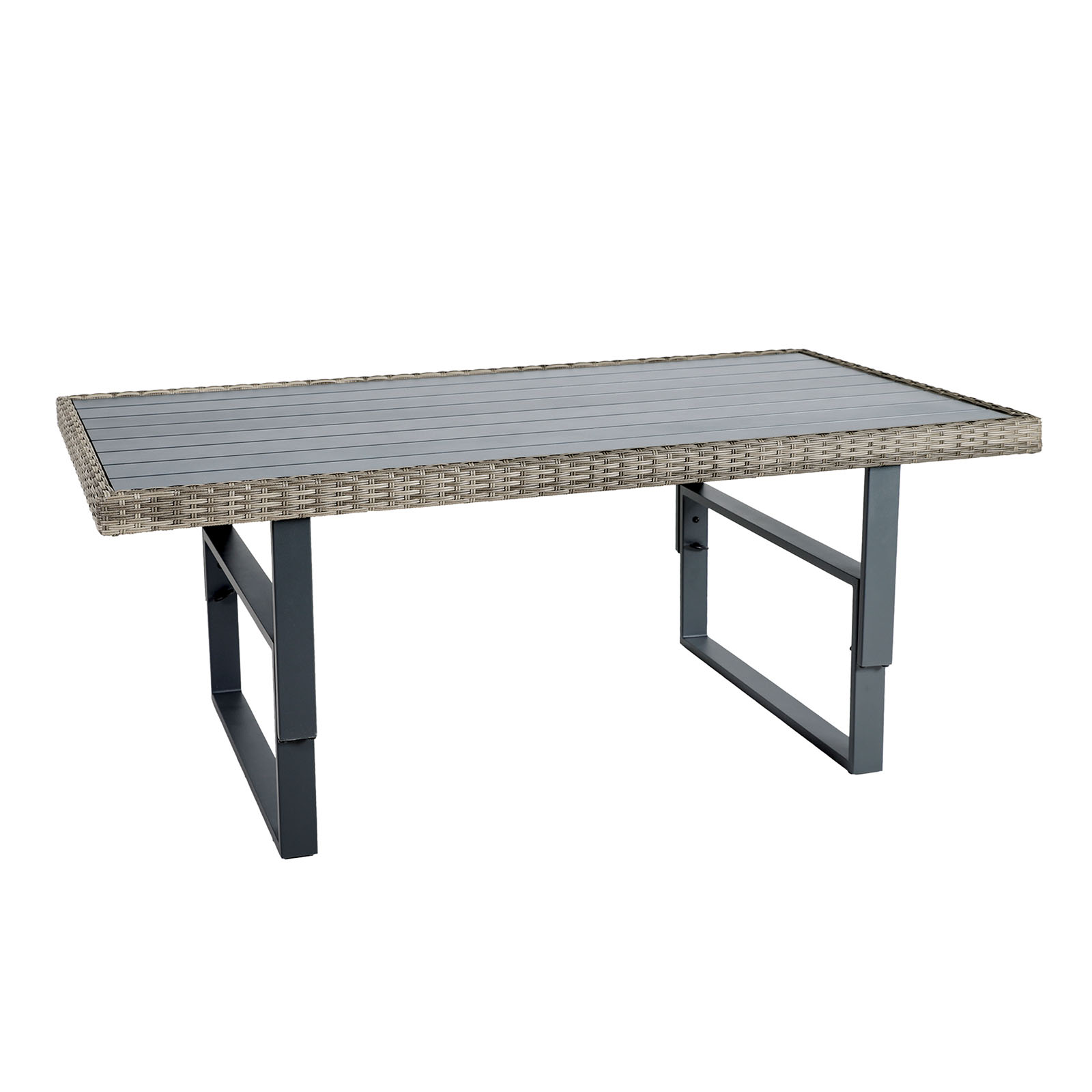 Height-Adjustable Table, Gun Metal/Brown/Gray