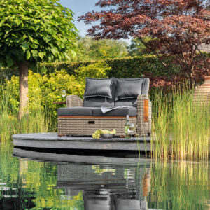 Reclining Chaise Lounge, Brown/Dark Gray
