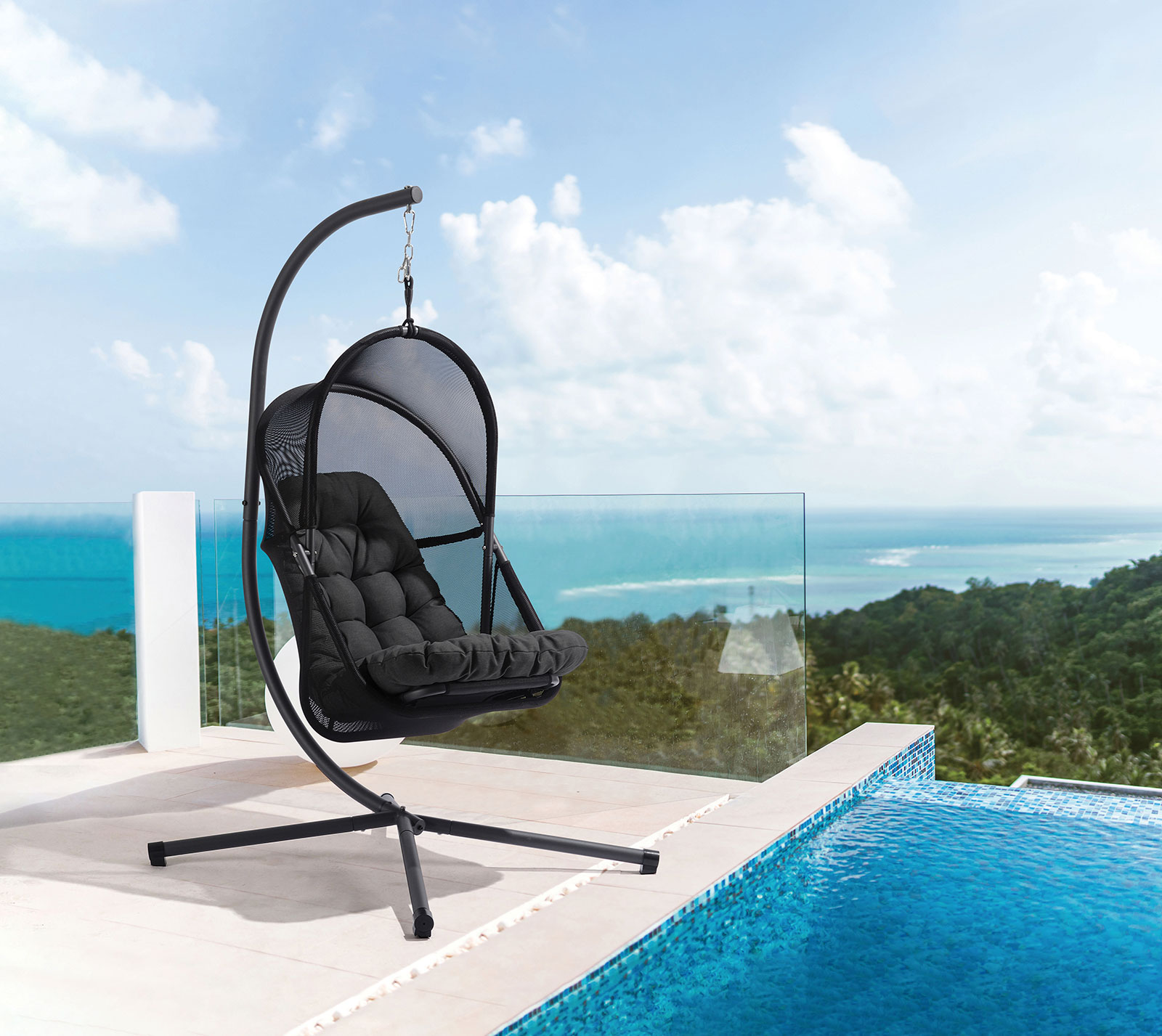 Swing Chair w/ Stand, Black
