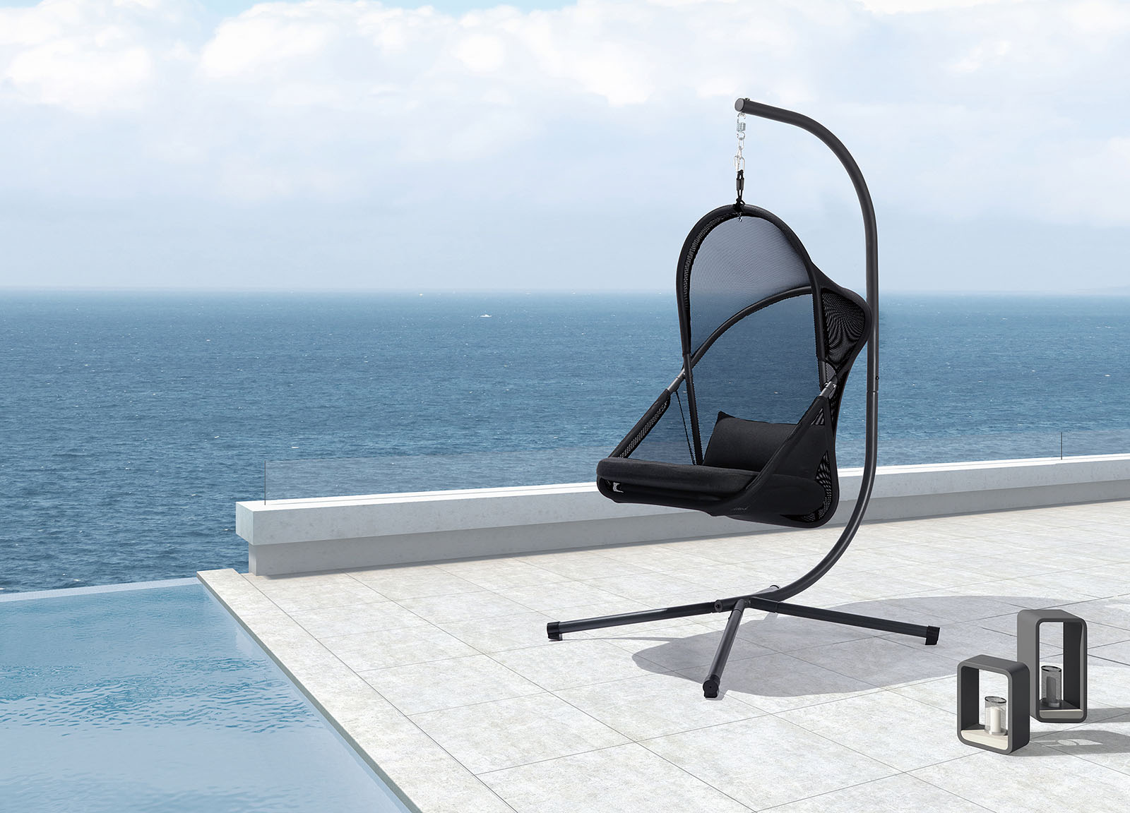 Swing Chair w/ Stand, Black