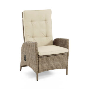 Reclining Chair (2/CTN), Beige/Natural Teak