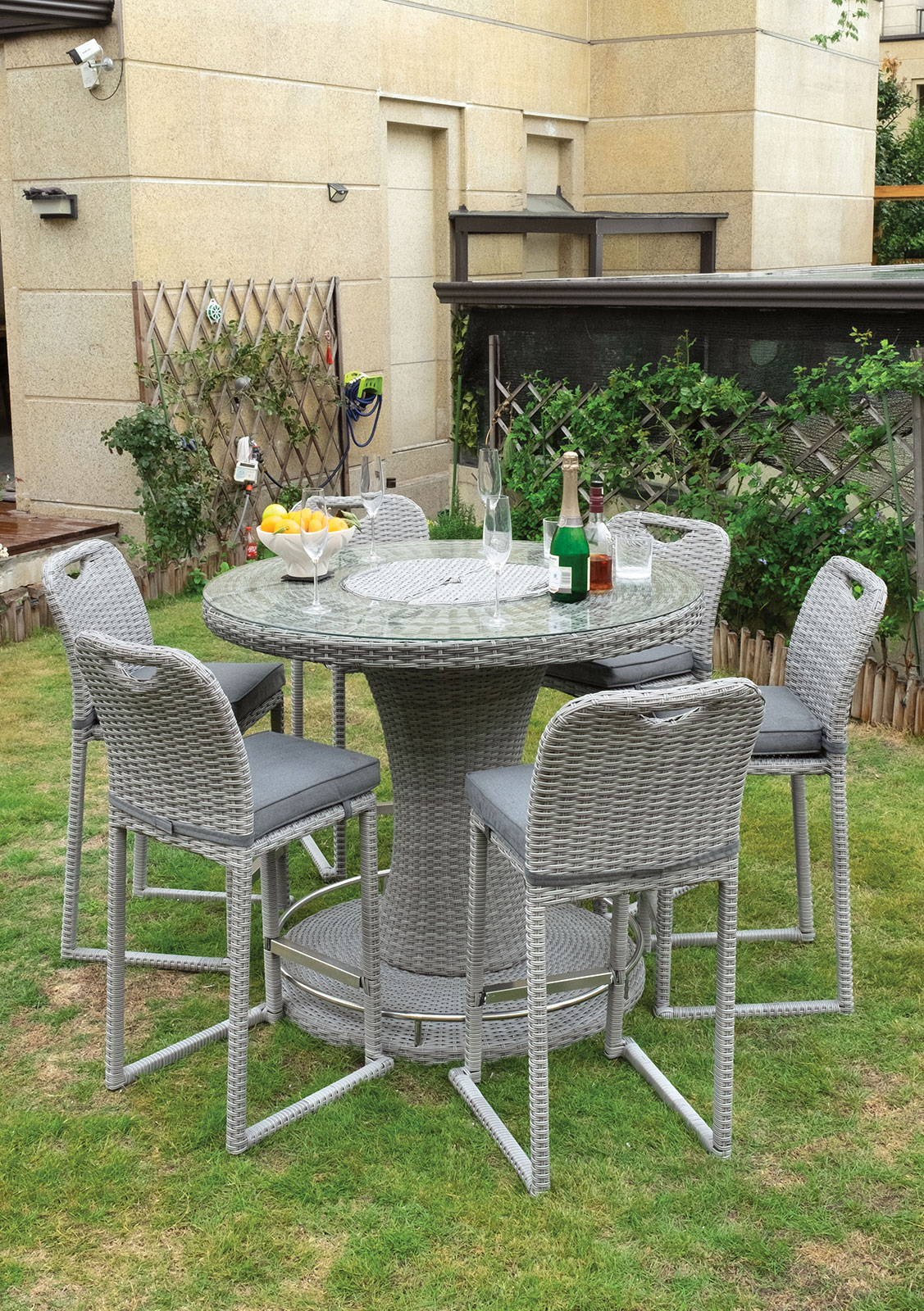 Round Bar Table, Gray