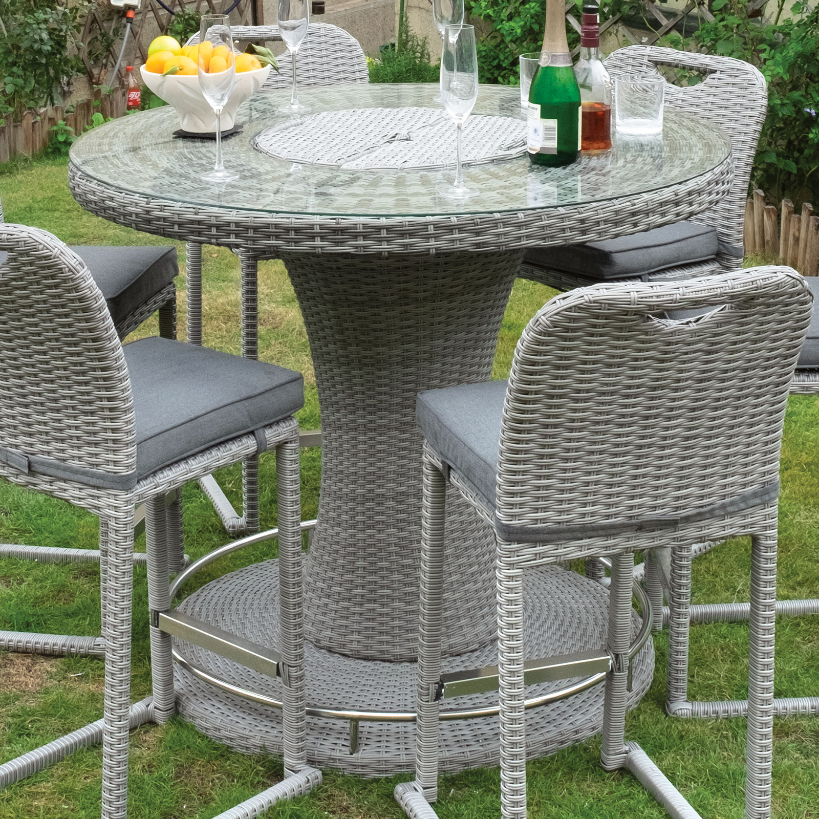 Round Bar Table, Gray