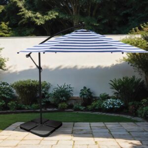 Cantilever Umbrella, Blue/White