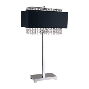 Table Lamp, Black, Hanging Crystal