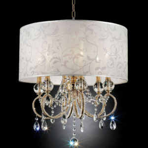 24.5"H Gold Ceiling Lamp, Hanging Crystal