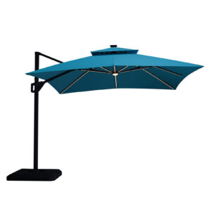 10' SQ Umbrella, Double Top, LED Bulb + Control, Teal