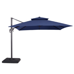 10' Square Umbrella, Double Top, Navy + Base