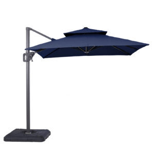 8' Square Umbrella, Double Top, Navy + Base