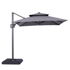 8' Square Umbrella, Double Top, Gray + Base
